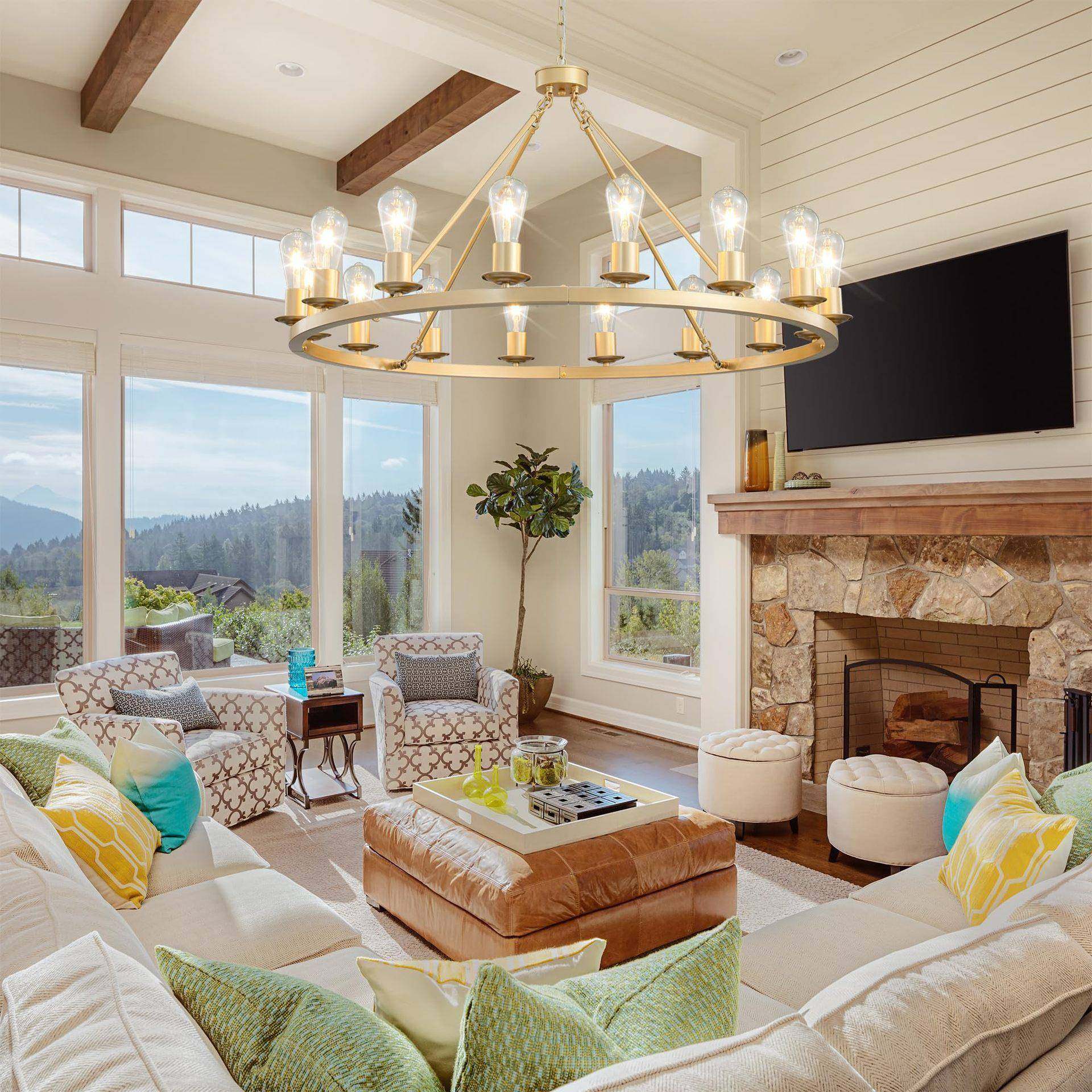 美式舍金色农大856层车吊灯创意餐厅别墅挑高楼轮大气复古吊灯,家装灯饰光源,智能吊灯,淘宝优惠券,粉丝福利购,淘宝优惠卷