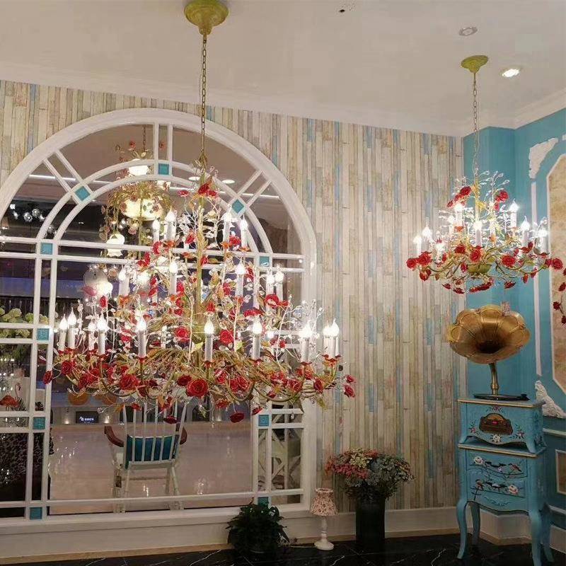 佳客苑浪漫园婚庆ZH铁花草灯吊灯厅卧室餐厅艺陶瓷玫瑰花艺田术灯