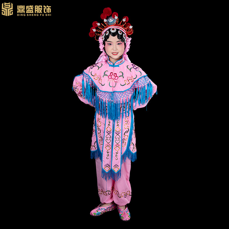 速发戏曲戏剧少儿 童兵衣京剧演出服装武旦刀马旦杨门将打衣戏服