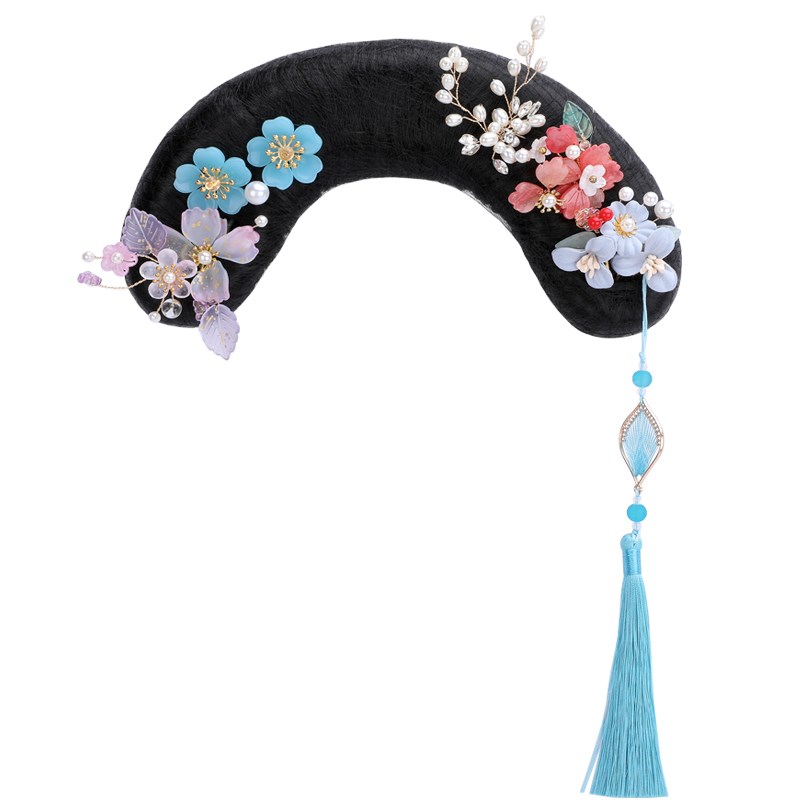 速发清朝格格人头满族公主古风宫廷儿童成旗髻妃假发造型发贵剧组