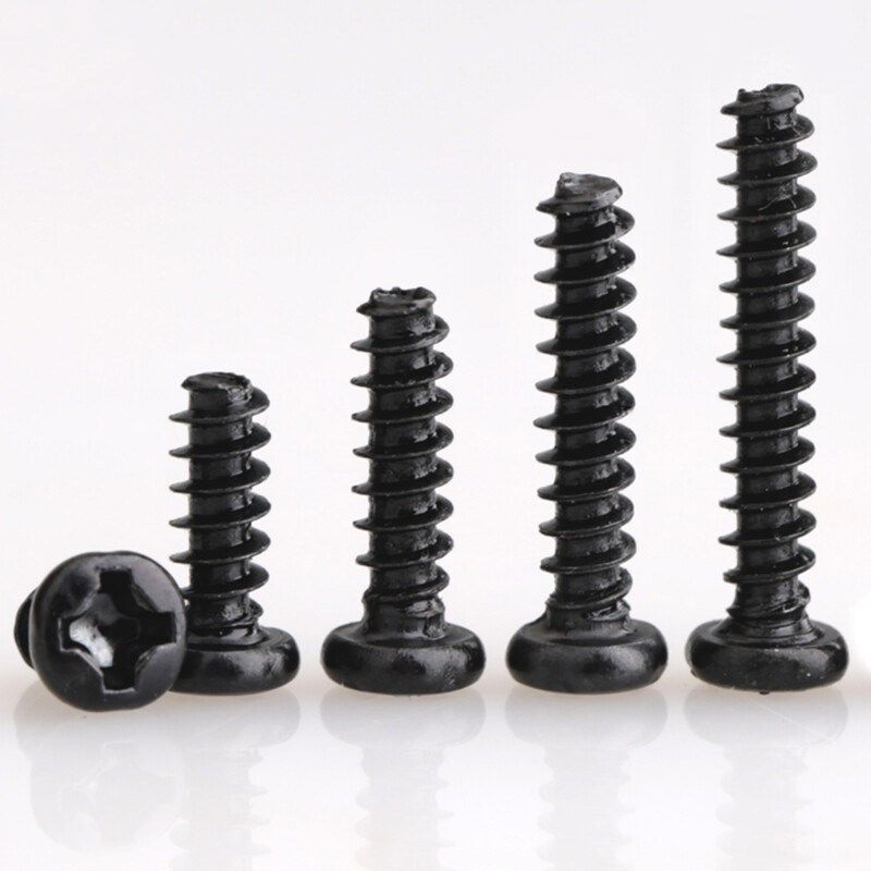 速发黑色圆1平尾自攻M丝木牙盘头电脑螺钉M1.4螺头.7-M4X6X7X25