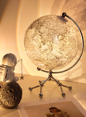 速发透电地球仪摆件轻奢高档家居客酒明视柜厅柜装饰品办公室桌面