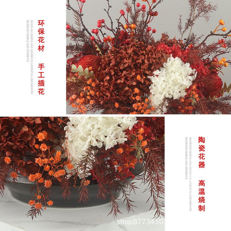 速发新绿式中植售楼处花餐艺桌台面样板间花盆软装饰轻奢摆件