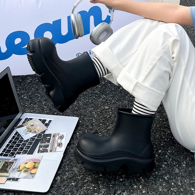 速发雨鞋款外穿厚底夏季防滑水鞋短筒水靴增高网红大头丑萌雨靴士