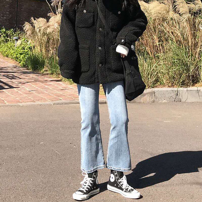 速发梨型身材微牛仔裤早秋大码高腰弹力宽松九分阔腿裤