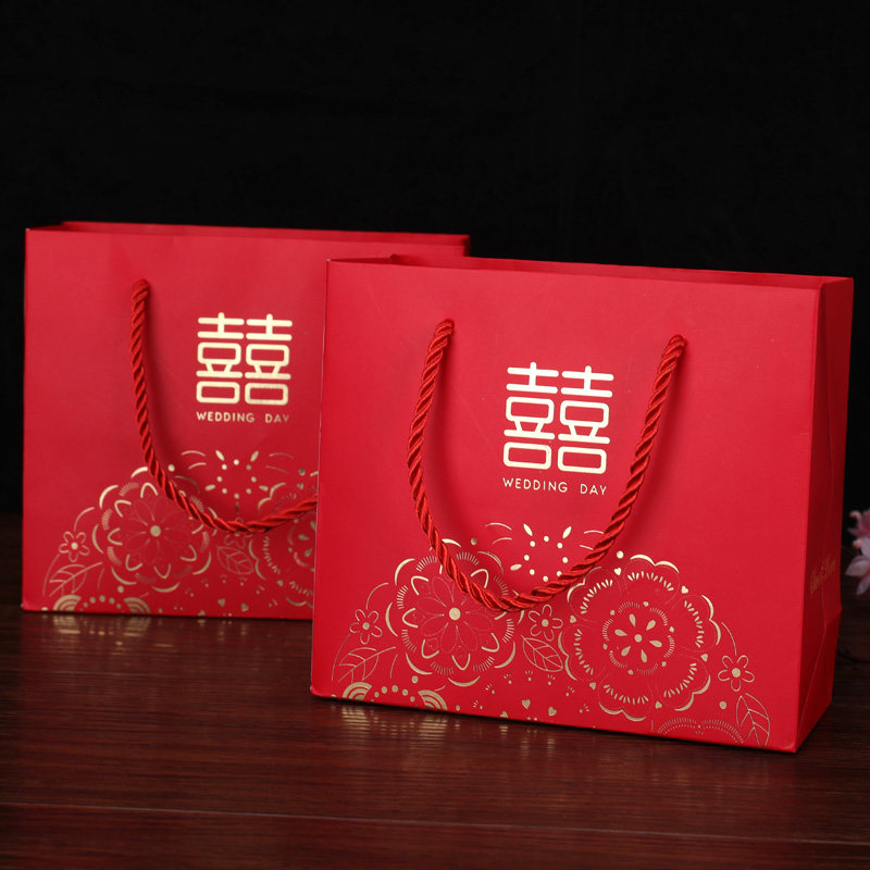 速发创意婚庆用结婚礼包装袋中婚伴手礼回礼袋品国风糖盒手提袋