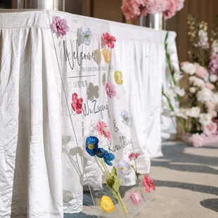 速发透明花朵亚具力迎宾牌户外结婚礼创意订婚宴克置装饰道布路引