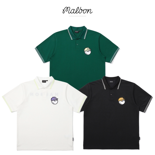 新款夏韩国MALBON高尔夫服装男款翻领POLO衫短袖刺绣休闲运动T恤