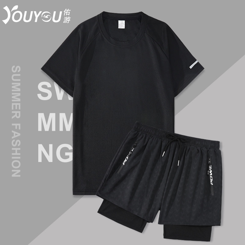 速发游男尬套装青少年成人男生专业防尴士码大泳裤速干游泳套装备