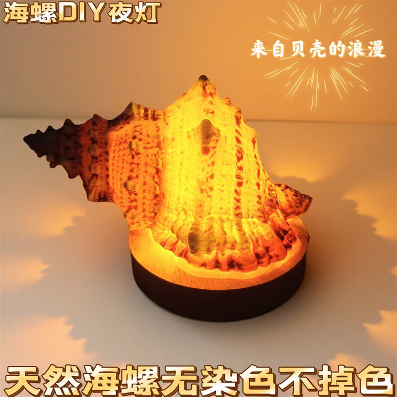 速发成品海螺小夜灯生日七夕礼物贝壳海胆灯手工材料包活动沙龙