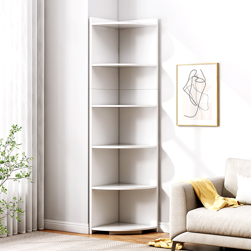 速发书架置物小落地置易收纳架家用客厅多层简物柜架型三角储物柜