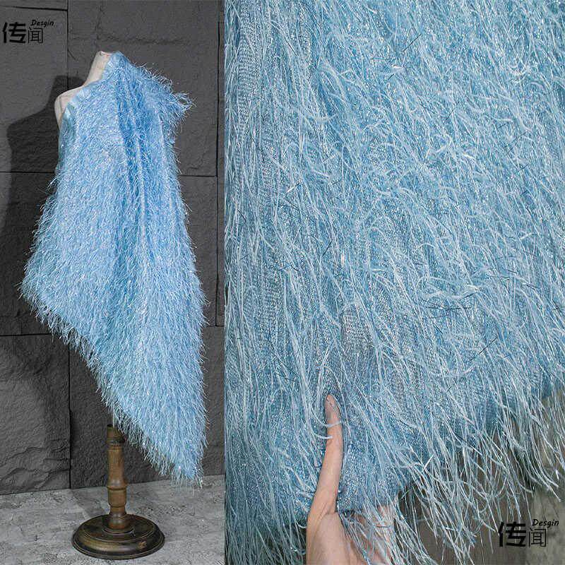 速发时尚优雅流苏布料++舞台演出服装背景羽毛礼服装饰服装设计师