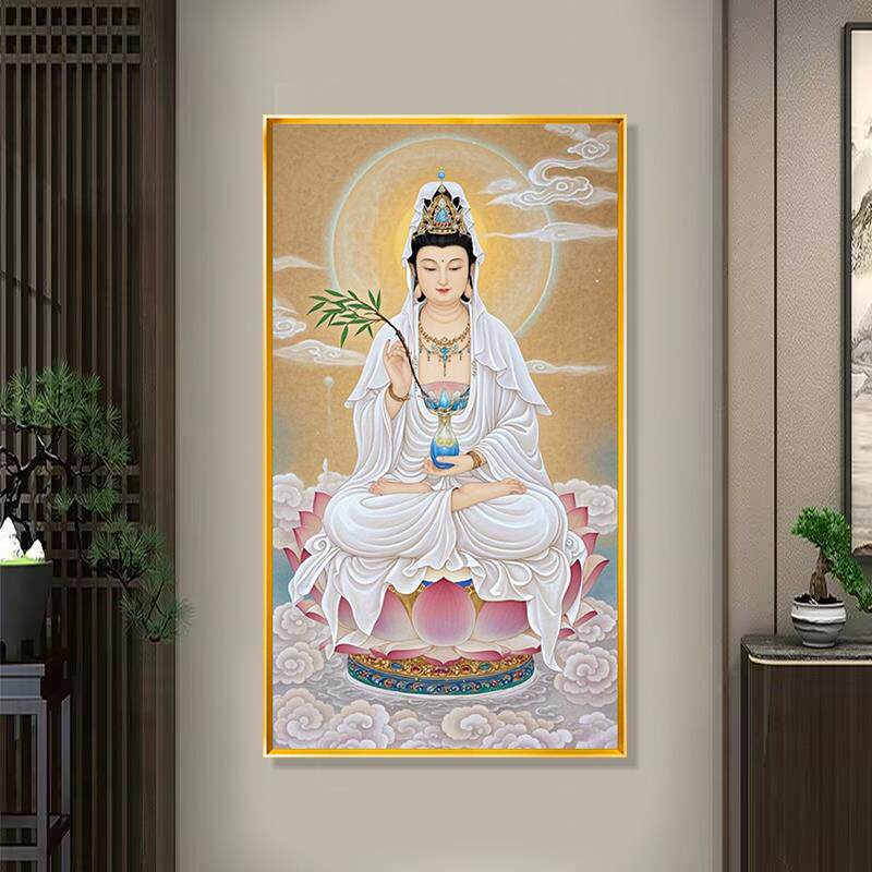 速发人物满绣2025新款线绣竖版观音十字绣坐莲观音十字绣莲花菩萨