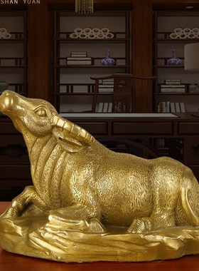 速发纯铜牛摆件十二生肖牛招财金牛中式家居装饰办公室桌面工艺品