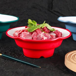 速发密胺火锅店特色餐高创意鲜鸭血碗鹅肠花具脚碗边碗配菜盘商用