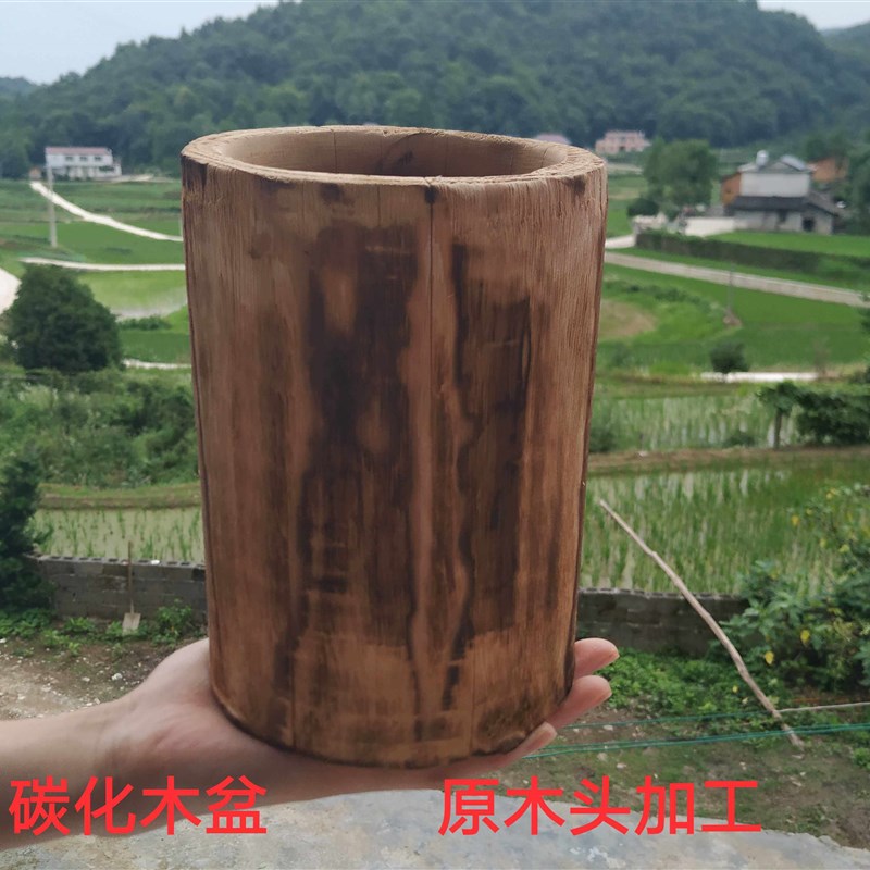 速发木头花盆原木防腐木花盆懒人复用创意收纳盒底座挂墙挂壁盆