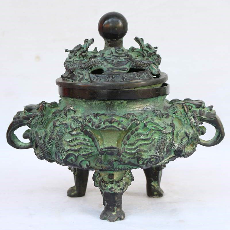 速发古玩杂熏铜器仿项工艺品 铜古香炉摆件青铜百寿龙香炉