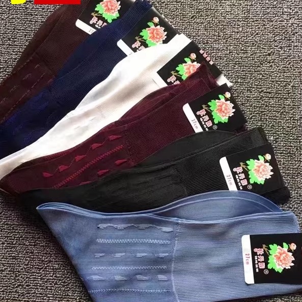 男士锦纶男丝袜老式提花丝光中老年人尼龙丝卡布龙上海牡丹松口袜