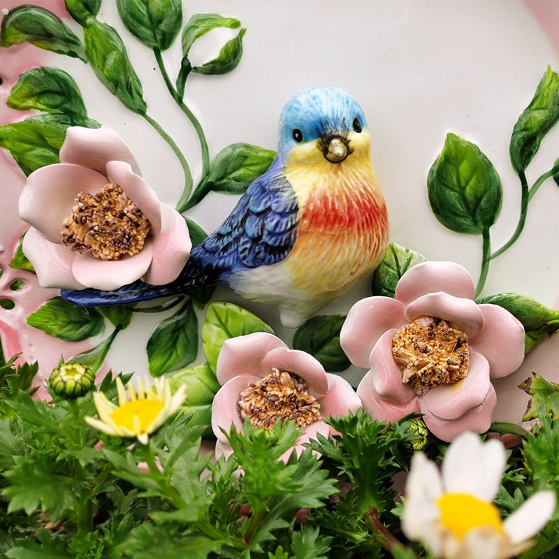 陶瓷浮雕彩绘装饰盘蓝鹊座盘红鹊坐盘灰鹊挂盘家居装X饰品墙壁装,家居饰品,装饰碗,淘宝优惠券,粉丝福利购,淘宝优惠卷