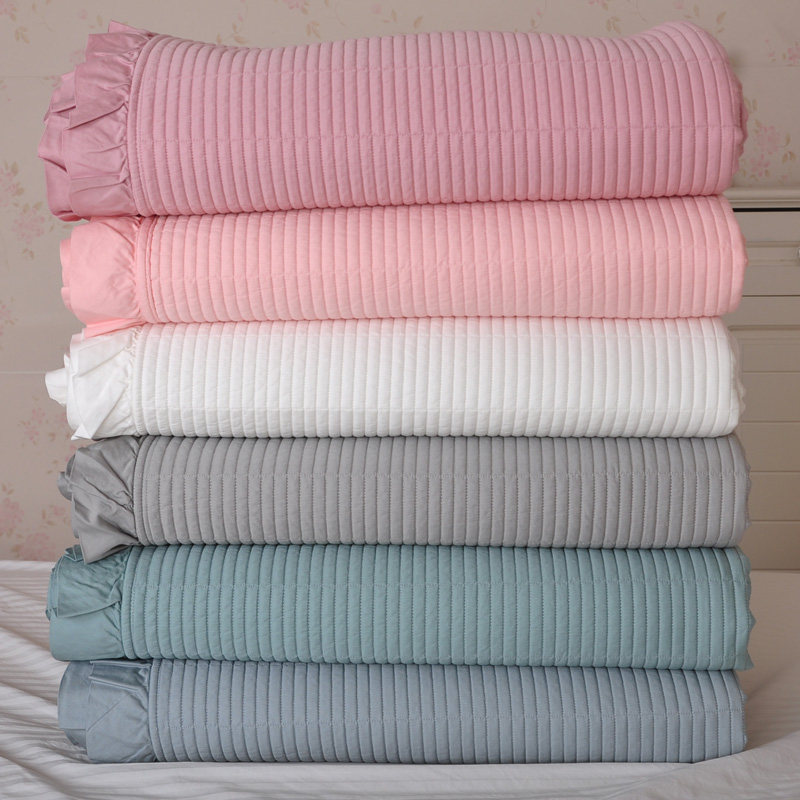 韩国新款双面60贡缎纯棉纯色x床盖长绒棉床垫床罩绗缝水洗床单枕,床上用品,床盖,淘宝优惠券,粉丝福利购,淘宝优惠卷