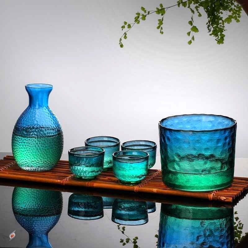 日式酒具玻璃清h酒杯烧酒壶果酒杯梅子白酒杯小玻璃温酒器家用套