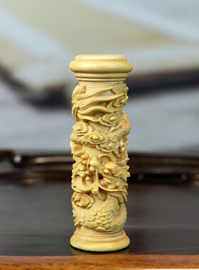 黄杨木雕生肖龙工艺品手把t件盘龙柱瑞兽蟠龙客厅家居装饰品小摆