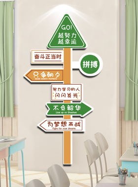 班级布置教室装饰励志文字标语y创意路牌墙贴初三高中开学文化氛