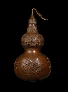纯铜葫芦仿古铜制富贵吉祥H紫铜葫芦富贵玉堂摆件