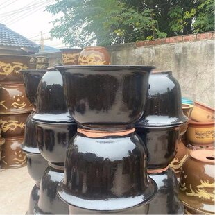 大口陶瓷龙缸大型花盆q均釉家用铁树多肉田园绿植种菜花卉植物盆