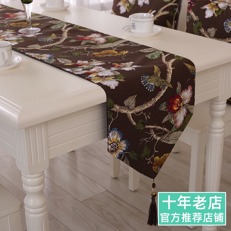 美式欧式b桌旗咖啡色茶几布床旗中式红木家具布艺餐桌布电视柜盖
