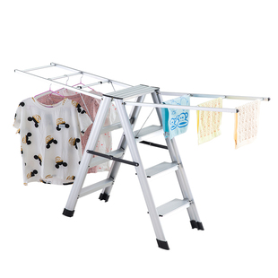 铝合金家用折叠梯子晾衣架加厚室内多F功能翼型阳台落地两用晾晒