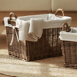 柳编收纳篮 桌面收纳储物盒收纳筐编织H篮ins收纳盒筐化妆品收纳