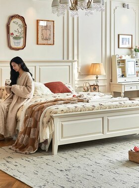 速发双式白色全实木床8约1.简m单美人床1.5m经济小户型高箱储物床