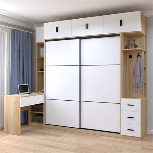 速发推拉门衣柜书合一体梳桌转角小户型生态板实木组妆台移门拐角