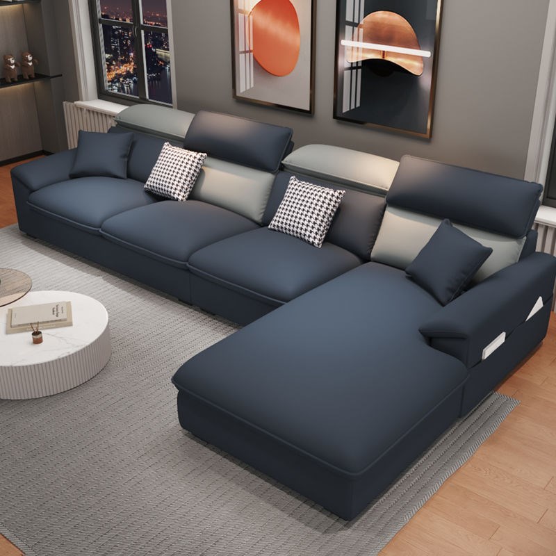 速发乳新款意式布艺沙发客厅简约#技布大小户型猫抓皮科胶沙