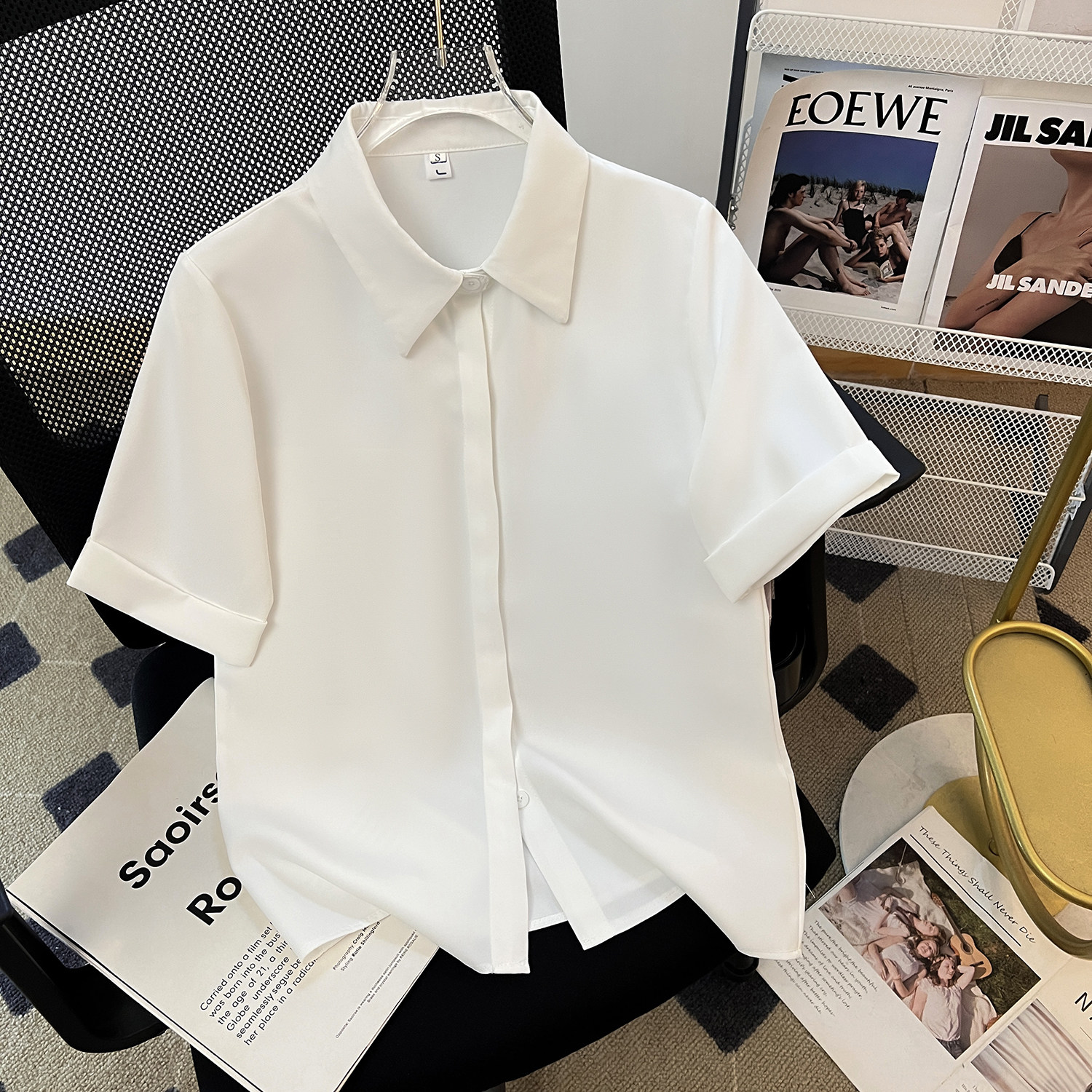 速发春衣职业白色衬款面试正装工作服宽松百搭上衣