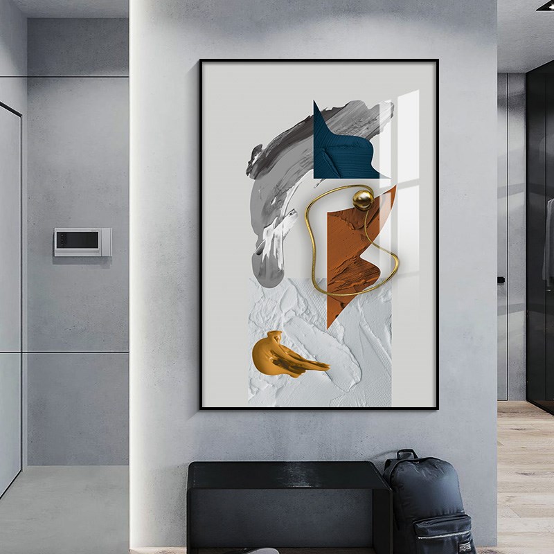 速发抽象艺术玄关装饰画入户竖廊过挂墙壁画简约书房走版道画