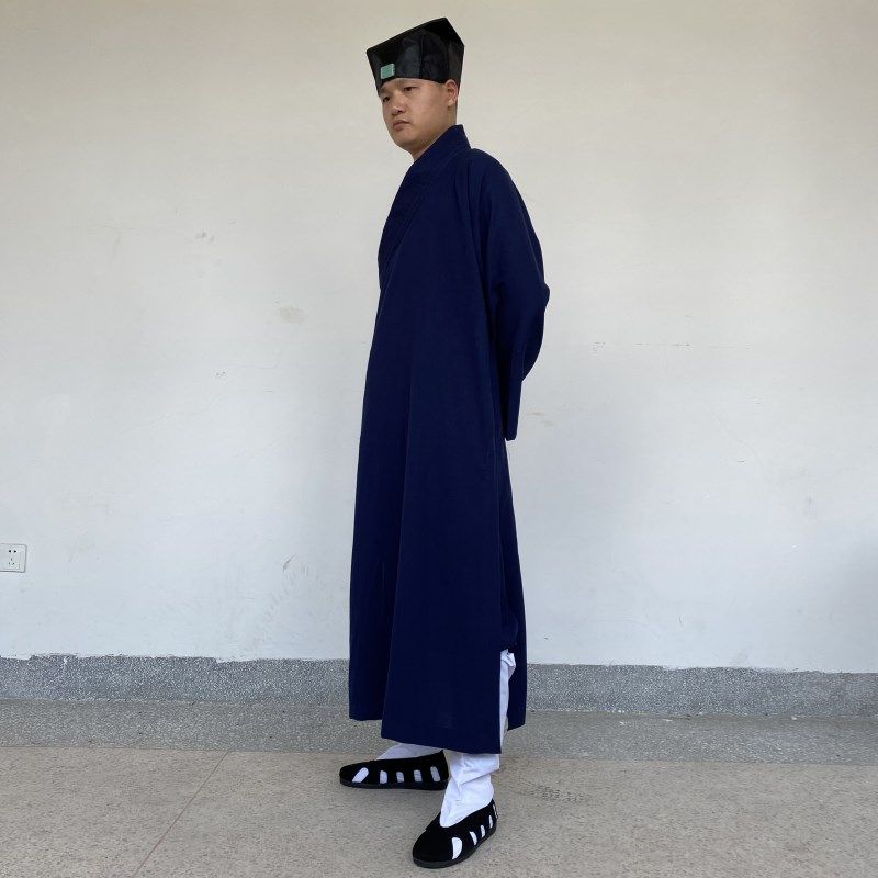 速发道家用品道士长袍套装道服斜襟长褂练功服男夏季薄款竹节麻道