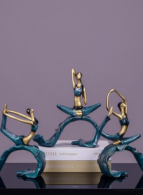 速发摆伽人物摆件欧式客厅办公室瑜件工艺品家居创意酒装电视柜柜