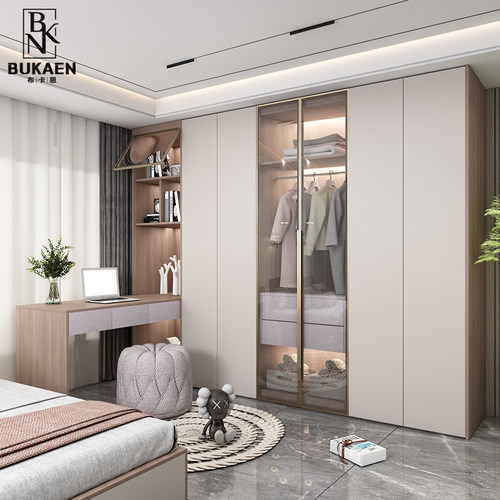 速发实木简柜书桌一体转角衣合家用卧室组约轻奢一门到顶衣橱