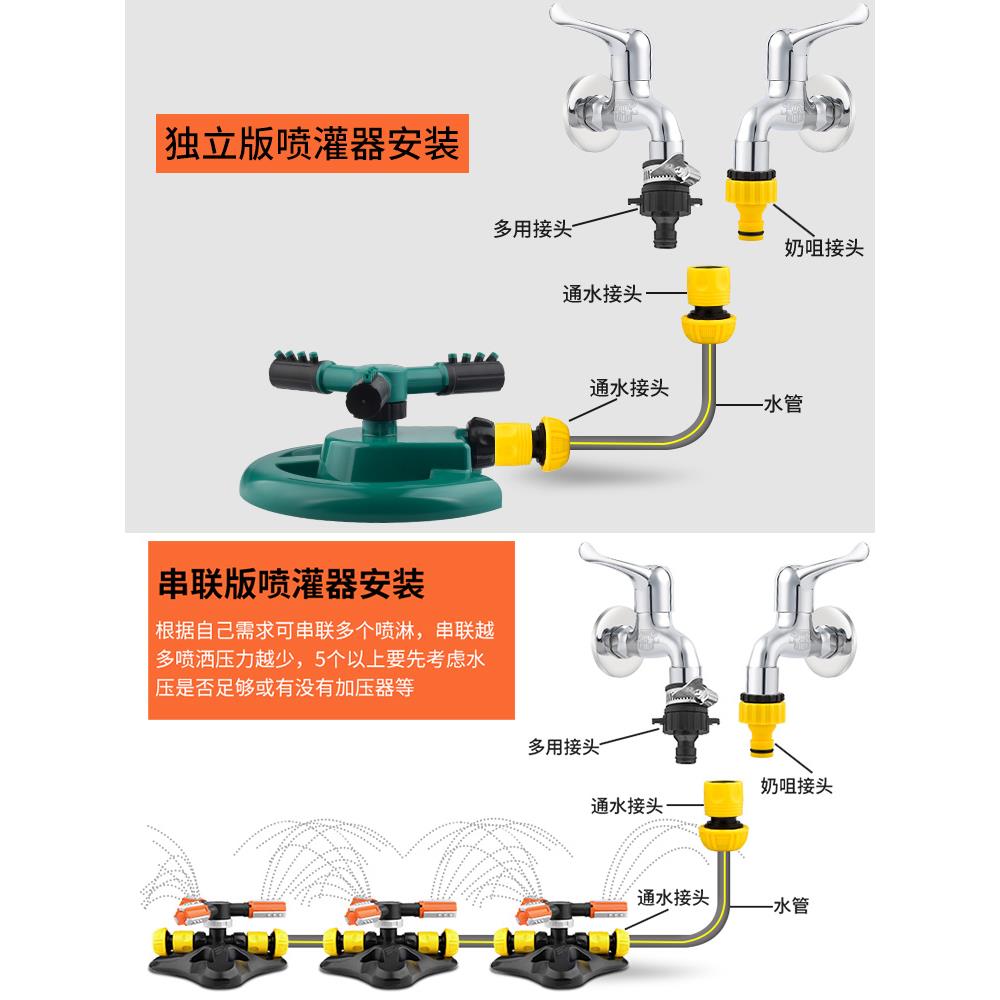 速发旋转喷头60度喷水通水自动旋转洒水器草坪喷水草地灌溉喷灌浇