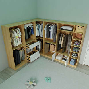 合收纳柜子 式 速发组型转角大衣柜组装 步入l柜子衣帽间卧室开放式