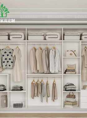 速发简约衣拉门衣柜白色轻奢极简收纳移门衣V柜家用卧室推橱柜定