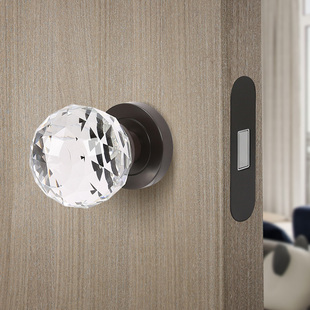 简约法式水晶房门锁室内分体锁家用轻奢银色卫生间静音隐形木门锁