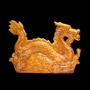 陶瓷黄龙青龙唐三彩摆件生肖工艺品桌面装饰品Q补缺角室内室外摆
