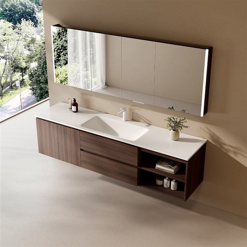 中古风热弯岩板一体盆r浴室柜组合化妆室洗脸盆柜洗漱台可定制,家装主材,浴室柜组合,淘宝优惠券,粉丝福利购,淘宝优惠卷