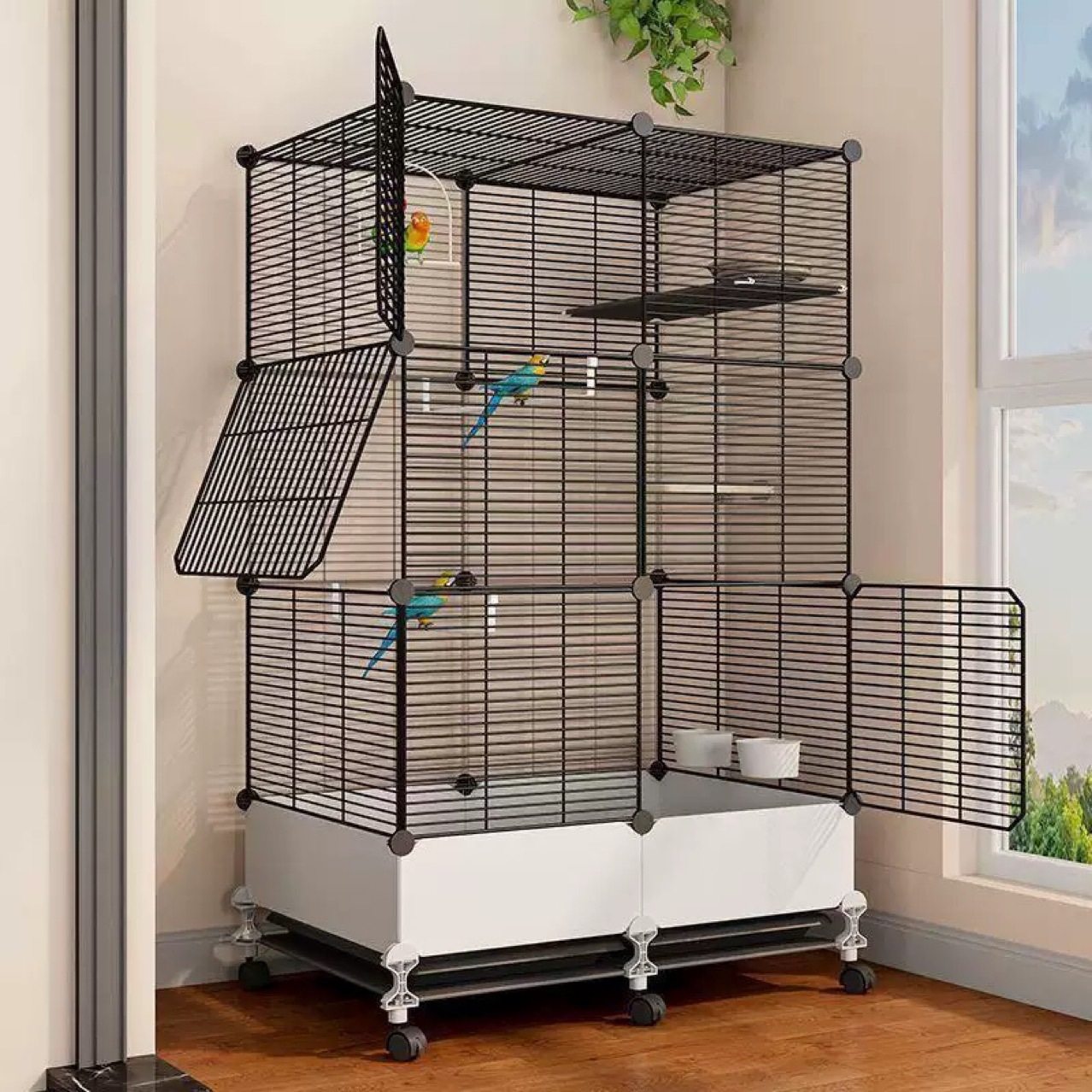 食鸟笼造景八哥鹦鹉虎皮珍珠鸟大型大号豪华玄凤防溅别墅包邮