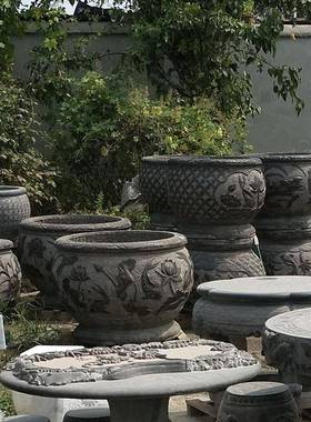 厂仿HP200412现货直销古石雕青石鱼缸多种家形状石雕容器