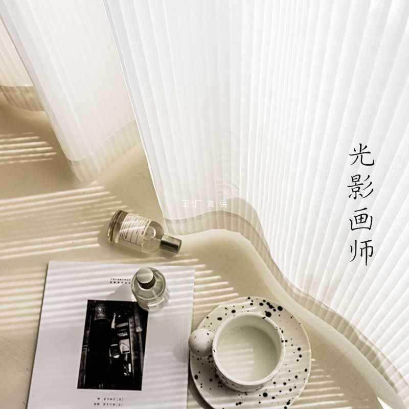 梦竖幻帘百光叶纱帘窗370纱法式阳台幔纱白纱客厅卧室纱窗帘透不