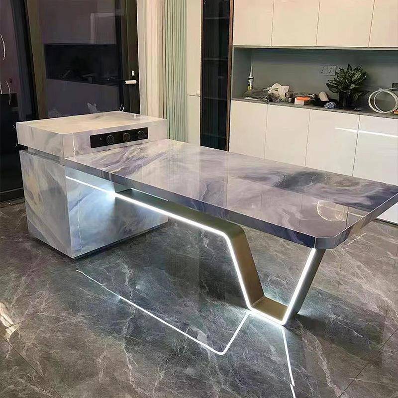 伸205新款岛台移一体餐桌厨房家用可缩JHC轻奢岩板水槽动料2理台